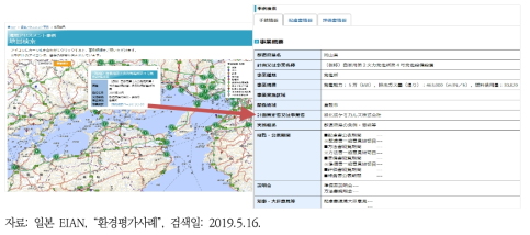 일본 EIAN의 환경평가사례 지도 검색 기능