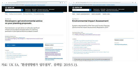 영국 환경청의 환경영향평가 업무절차 안내 및 관계 규정 서비스