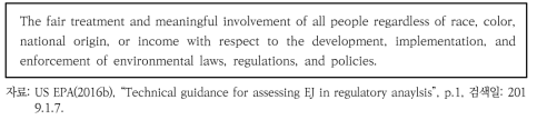 EPA의 환경정의의 정의