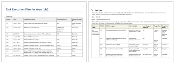 공동연구 1-2차년도 task execution plan 표지 및 내용