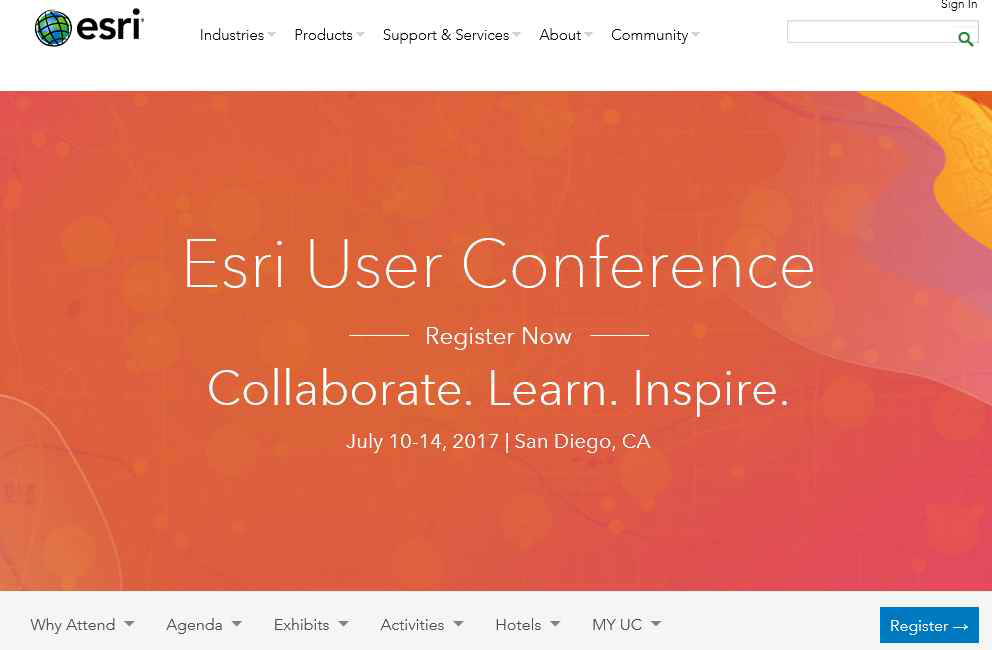 2017 Esri User Conference 홈페이지