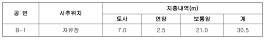 시추공 조사내역