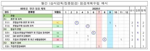 취약분야 집중점검 계획수립 예시