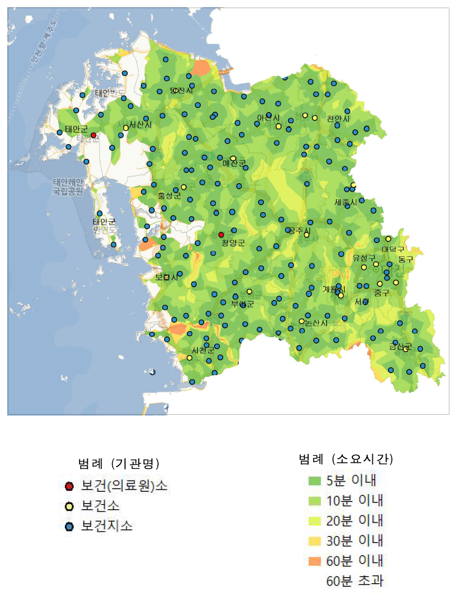 지역별 보건 자원동원 소요시간