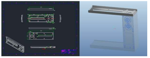 (좌) 상부 2D 도면, (우) 상부 3D 도면