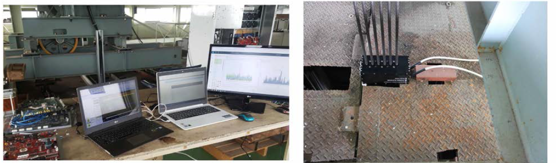 엘리베이터 와이어로프 누설자속 데이터 전송 실험의 셋업