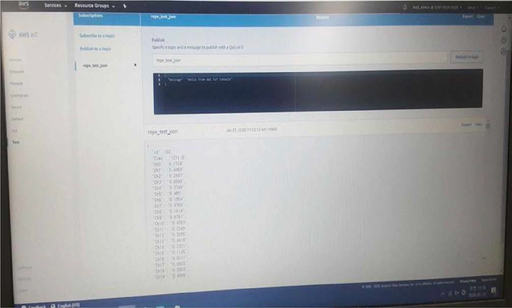 AWS IoT Core - 누설 자속 데이터 ( 24채널 ) 확인