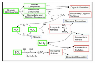 NOx 배출에 의한 particulate matter와 photochemical smog 형성 과정