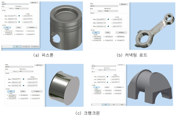 CAD 데이터로부터 계산한 각 부위의 질량