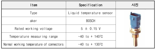 냉각수 온도센서 사양