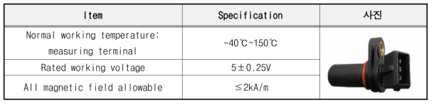 Camshaft signal sensor 사양서