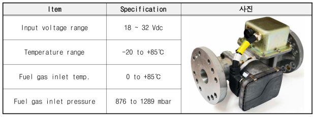 매립가스 발전기 SET 적용 Tecjet valve 사양