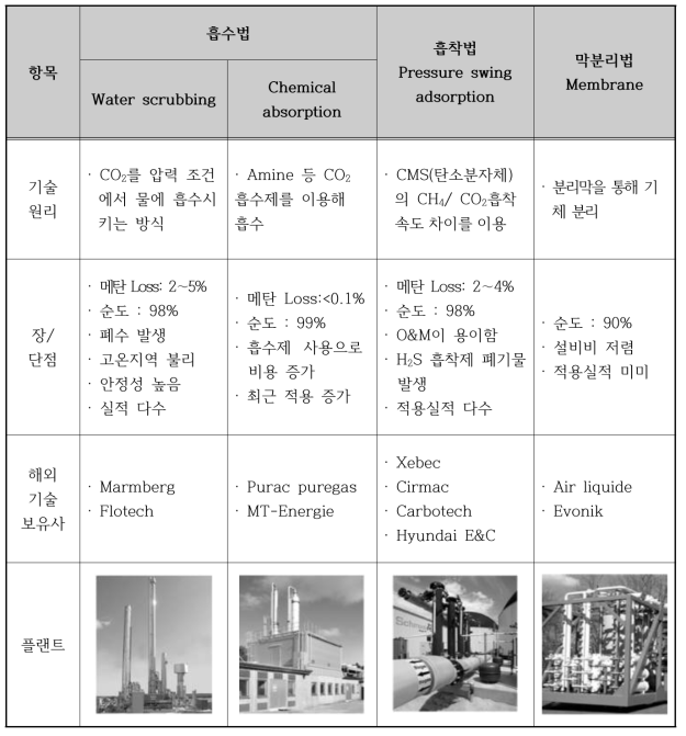 고질화 기술의 특징 및 보유 기관