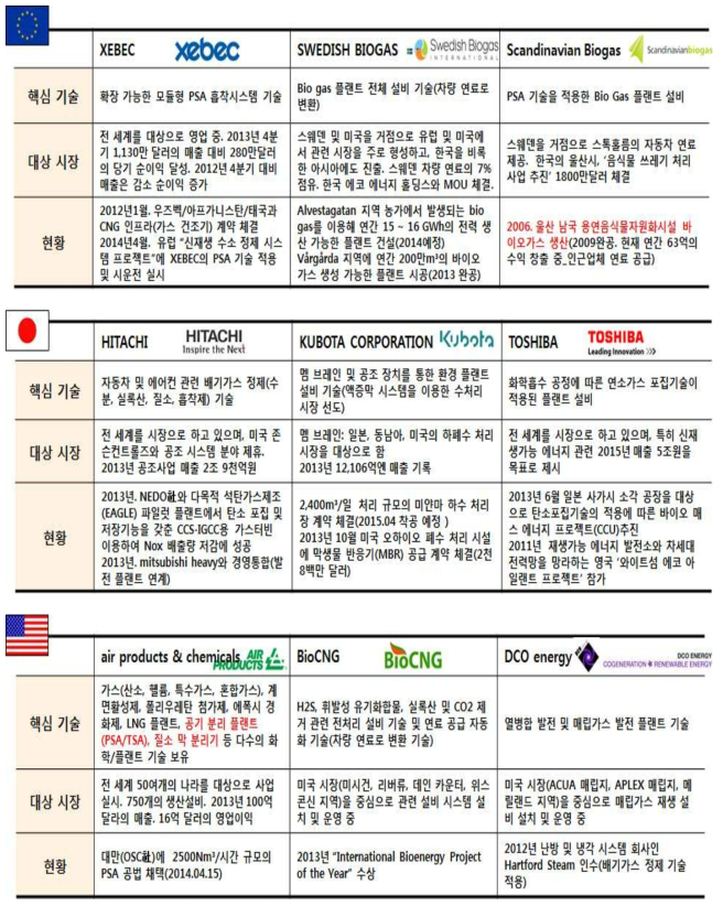 미국, 일본, 유럽의 정제 기술 보유 기업 현황