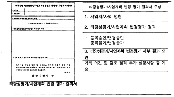 타당성평가/사업계획 변경 평가 결과서 구성