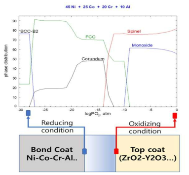 Calculated oxidation behavior of Ni-Co-Cr-Al bond coat alloy (45Ni-25Co–20Cr –10Al, wt%) at 1000 C