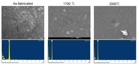 70vol%, 4회 PIP 시편의 열처리 전, 후의 미세구조 및 화학조성 변화