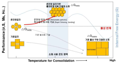 준안정 입자 기반 다결정 벌크 미세조직 구현 개념