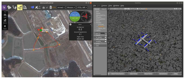 극지운용 수직이착륙 하이브리드 무인기 Gazebo simulation