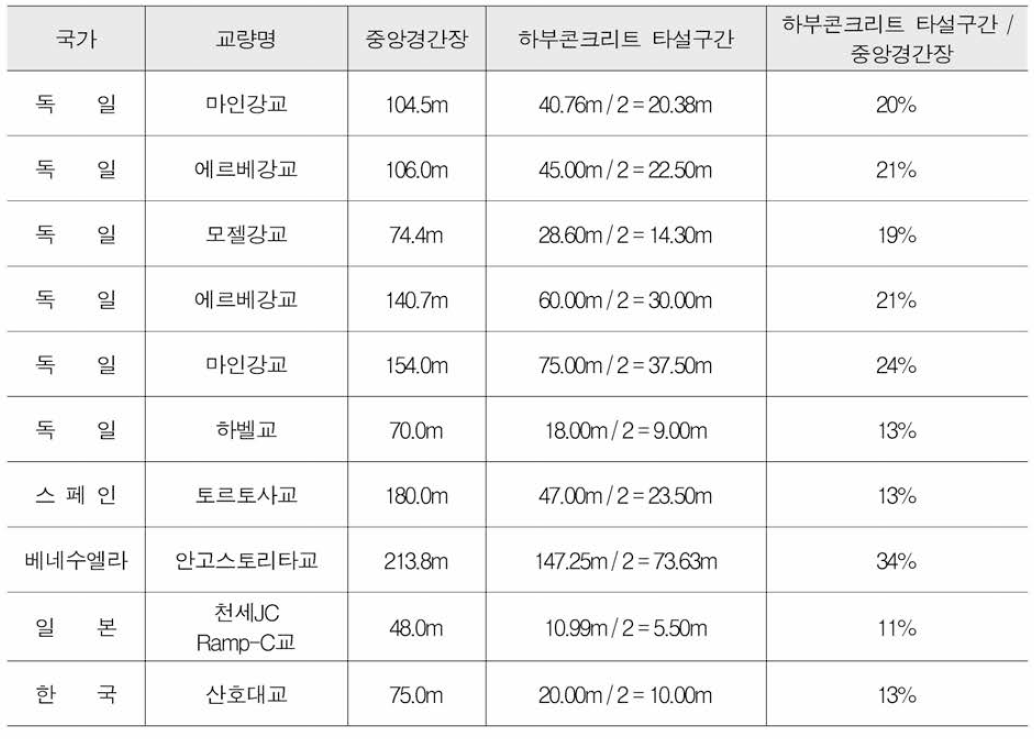 중강경간장과 하부콘크리트 타설범위 비율