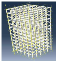 A 3D model of building with specified steel profiles to the beam and columns