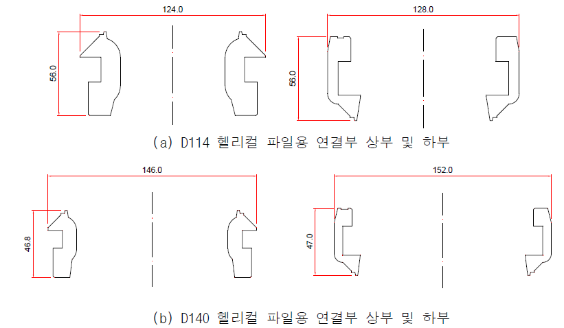 헬리컬 파일 연결부 2차원 단면