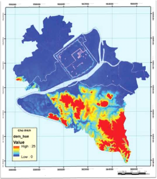 Digital elevation map of Hue city-2009 (Hue gis database)