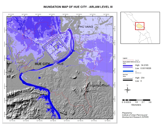 Inundation map of Hue city at alarm level III