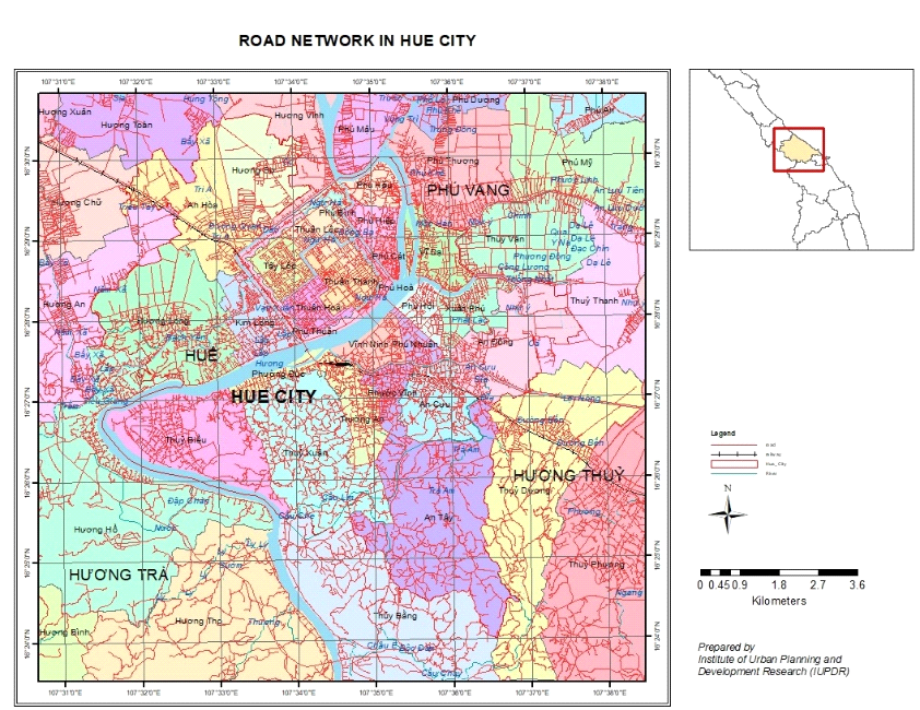 Road network in Hue city