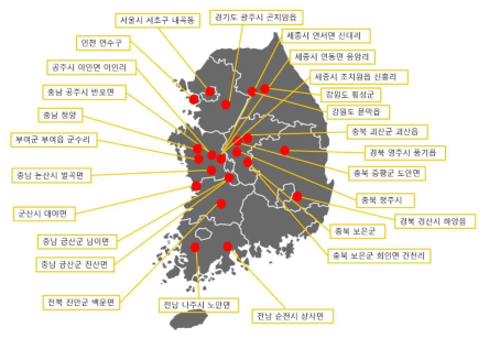 대추 유전자원 수집 장소 분포도