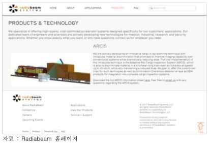 Radiabeam 사에서 판매중인 철도화물용 보안검색장비 ARCISan