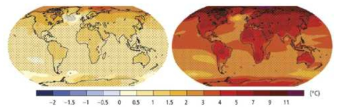 평균 지표 온도 변화 전망 * 출처 : The 5th assessment report of the IPCC