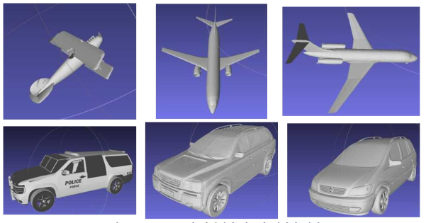 MODELNET의 비행기와 자동차 데이터 예시