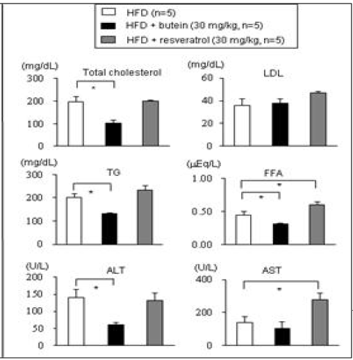 butein처리에 의한 혈액에서의 지질 개선