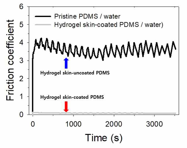 개발된 인공혈관 모델의 시간에 따른 마찰계수