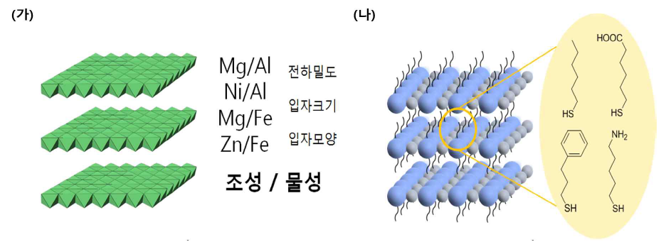 2차원 전구체 (가) 금속이중층수산화물, (나) 귀금속 싸이올 고분자