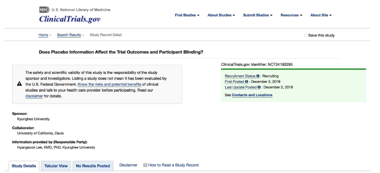 Protocol registration at ClinicalTrials.gov