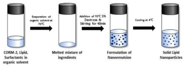 CORM-2-SLNs의 제조법 확립: 나노주형공정법