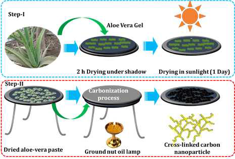 Schematic representation of preparation of aloe-vera carbon nanoparticles