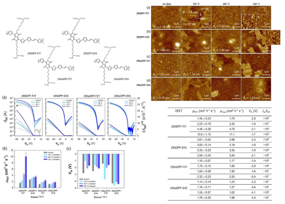 4종 DPP 기반 고분자 반도체의 용액공정 박막 모폴로지 및 이들 기반의 TFT 거동