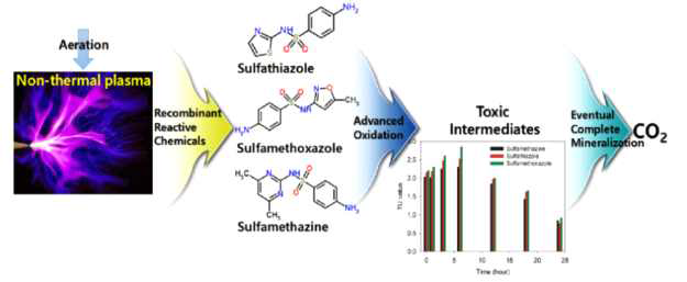 NTP를 이용한 폐수 내 sulfonamide 분해 공정 흐름도 (Lee et al., 2018)