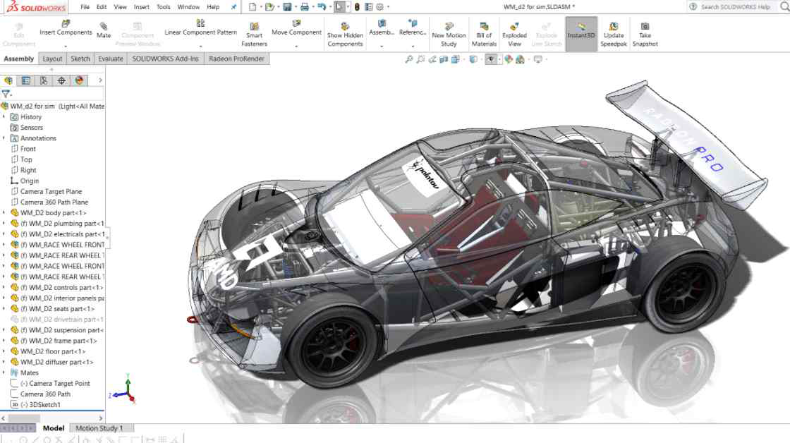 SolidWorks 모델링 인터페이스 예시