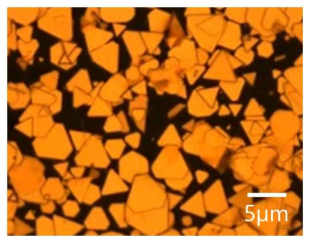 합성된 구리 나노플레이트의 광학 현미경 사진