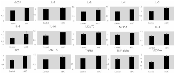 수지상세포 분비성 사이토카인 분석(cytokine analysis)