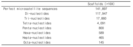 Summary statistics of filtered scaffolds of Ephemera orientalis genome for microsatellite marker identification