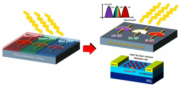 나노결정 양자점 패터닝 기술을 이용한 광대역 광검출기 개략도