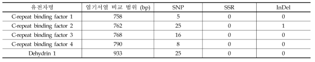 왕머루와 유럽종 포도에서 주요 후보 유전자의 염기서열 차이