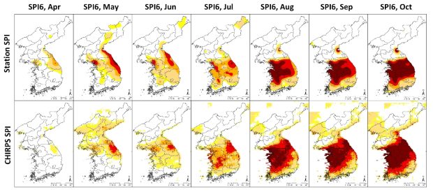 SPI 가뭄지수 공간적 분포 비교 분석