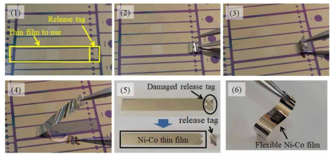 Release process for Ni-Co thin films