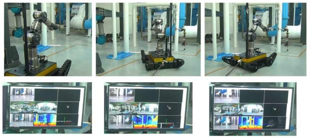 오염물질 탐지로봇 모바일 이동 로봇 실험 및 원격조종 화면